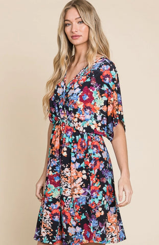 Black Floral Print Tunic Nursing & Maternity Friendly