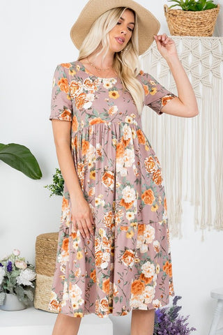 Mauve Floral Dress