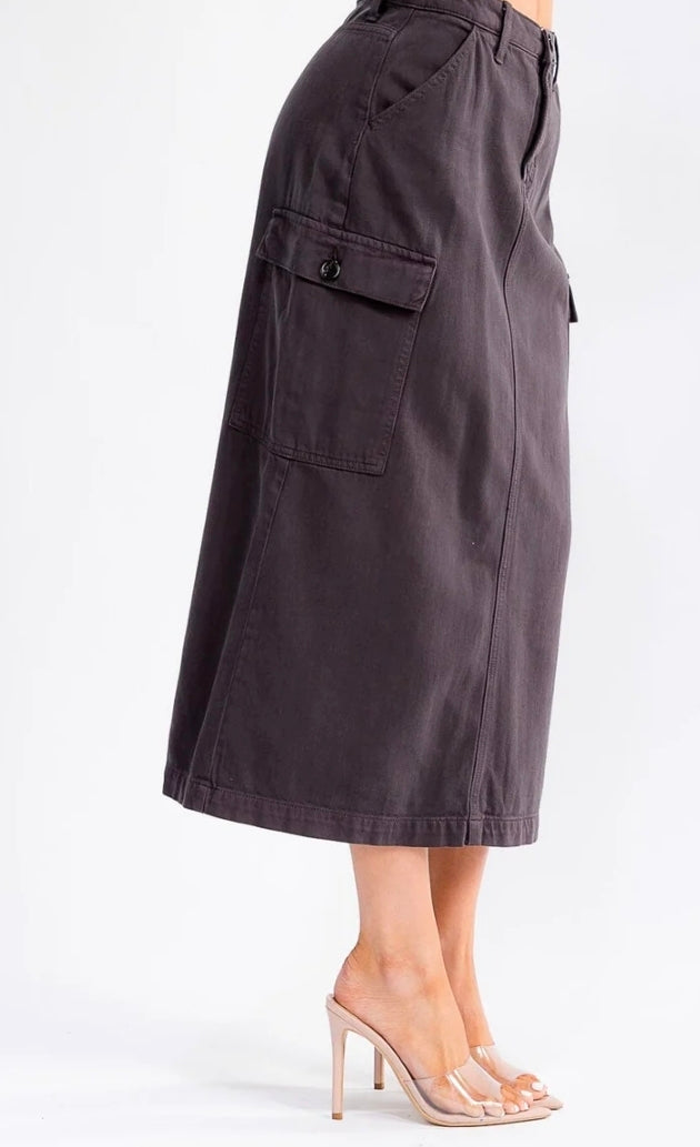 Cotton Blend Cargo Skirt