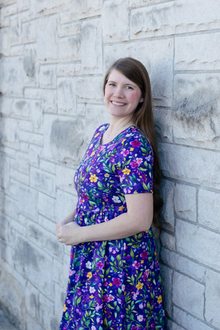 Pre-Order Cotton Violet Blooms Dress