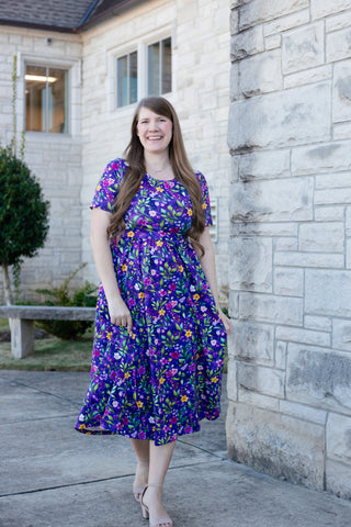 Pre-Order Cotton Violet Blooms Dress