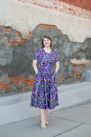 Pre-Order Cotton Violet Blooms Dress