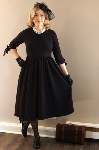 Little Black Bow Sleeve Dress