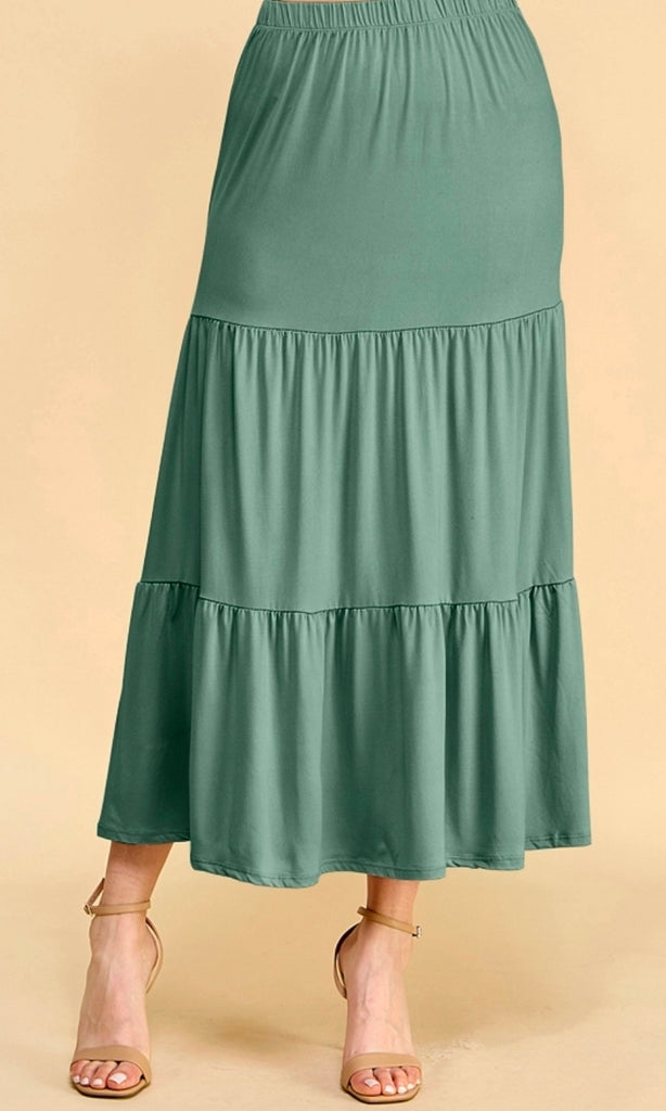 Green Tiered Skirt