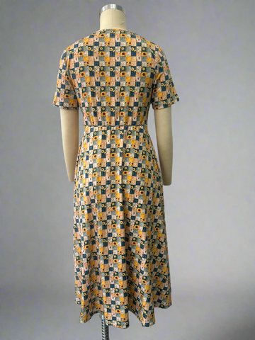 Cotton Sunflower Patchwork Nursing Friendly Twirl Dress