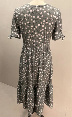 Daisy Blooms Cotton Tiered Midi Dress