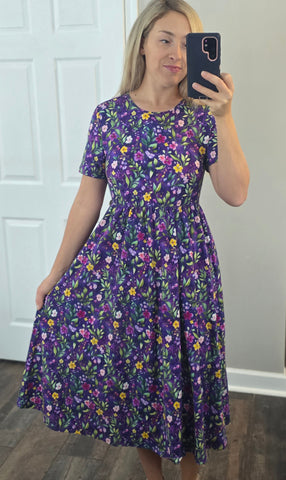 Pre-Order Cotton Violet Blooms Dress