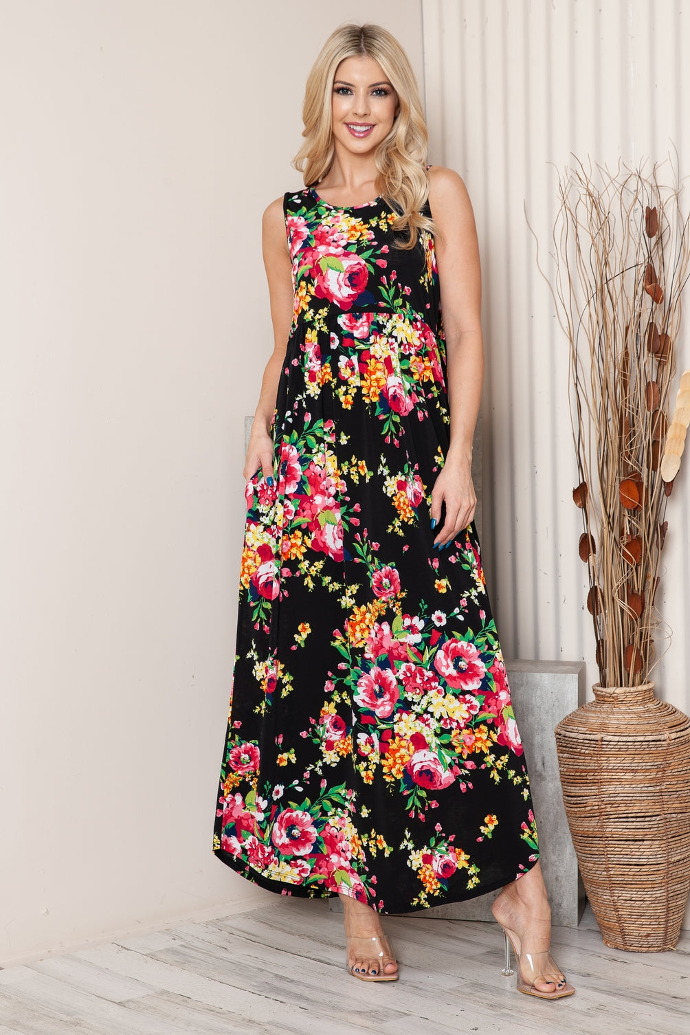 Sleeveless Floral Maxi Dress