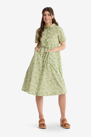 100% Cotton Linden Dress in Green