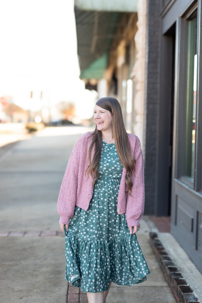 Daisy Blooms Cotton Tiered Midi Nursing Dress