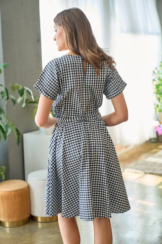 100% Cotton Plaid Black & White Dress