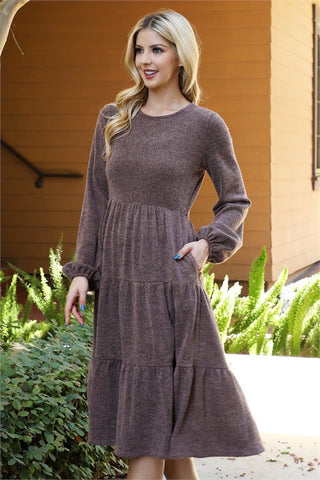 Mocha Tiered Sweater Dress