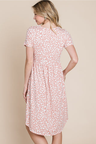 Rose Floral Dress with Button Accents