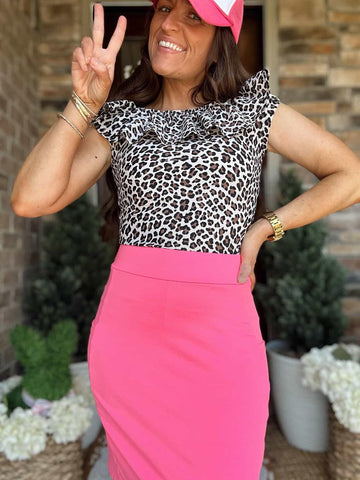 Neon Pink Swim Skirt with Pockets and Built-in Shorts