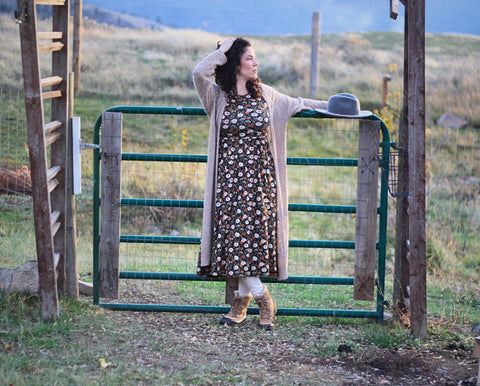 Autumn Blooms Cotton Homestead Midi Dress