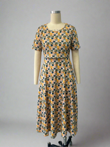 Cotton Sunflower Patchwork Nursing Friendly Twirl Dress