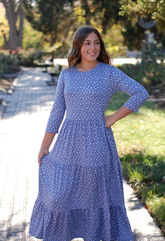 Daisy Mae Tiered Dress in Blue