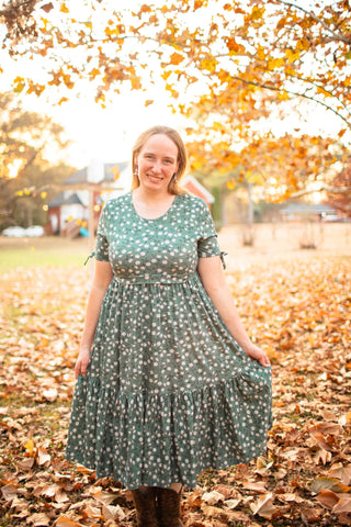 Daisy Blooms Cotton Tiered Midi Dress