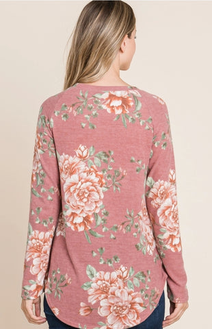 Mauve Floral Sweater Top