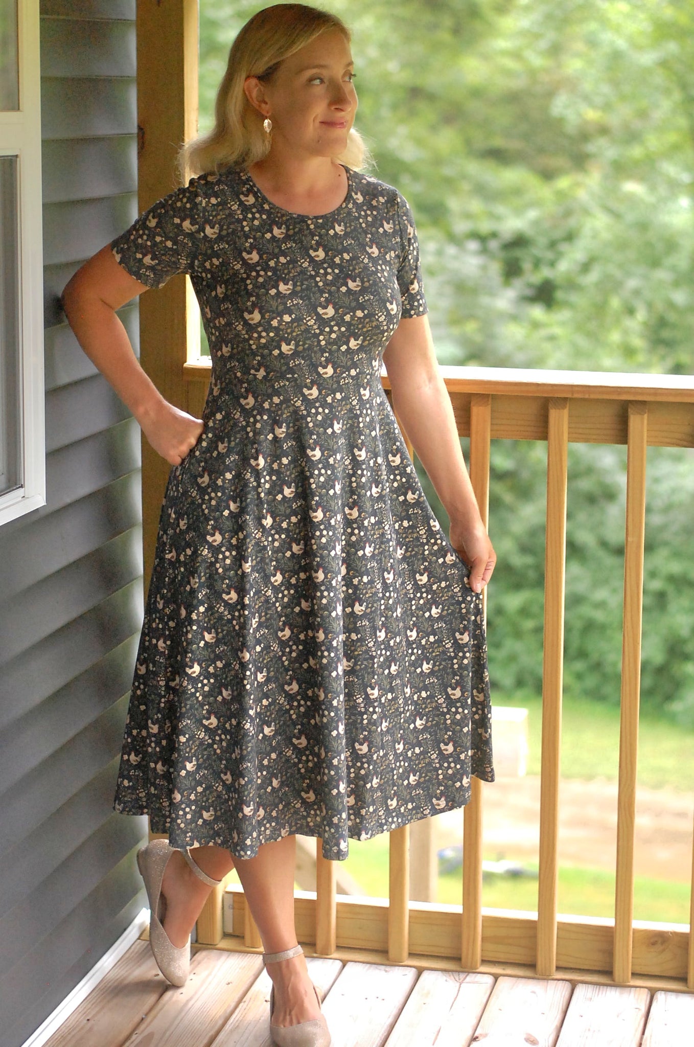 Pre-Order Cotton Chicken Print Twirl Dress