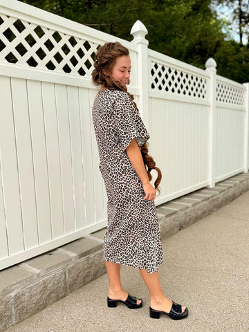 Leopard Print Kimono Style Swim Dress