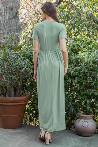 Short Sleeve Sage Maxi Dress