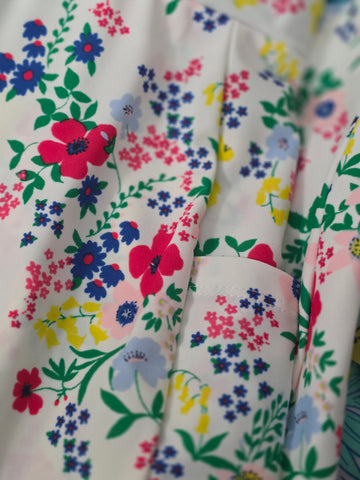 White Floral Swim Skirt with Pockets & Built in Shorts