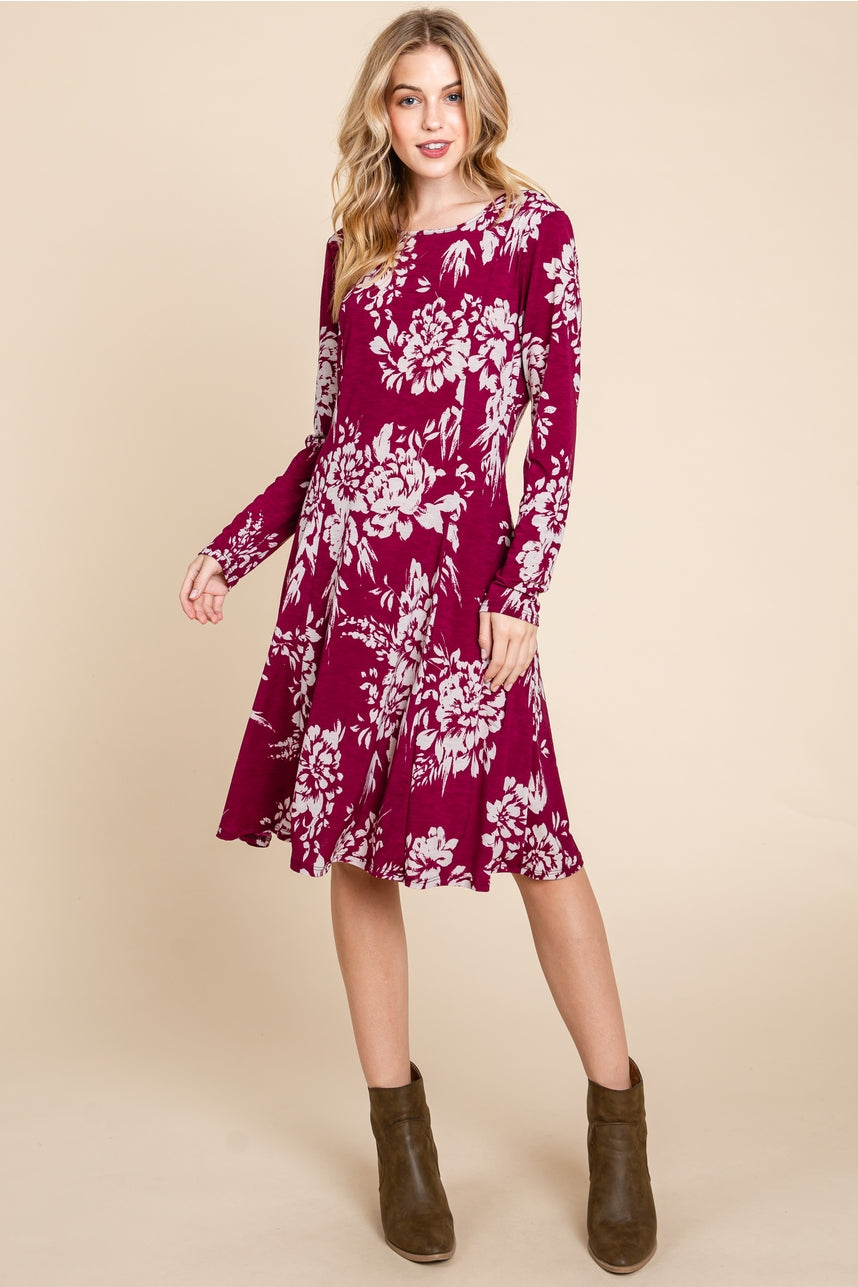 Burgundy Floral Dress