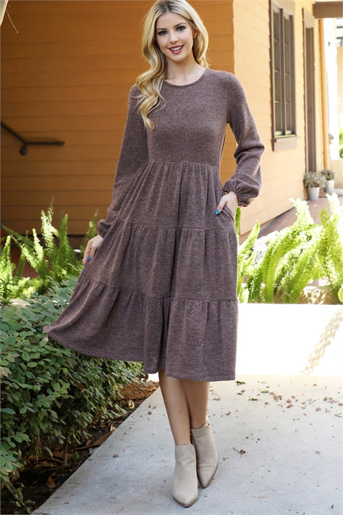 Mocha Tiered Sweater Dress