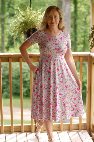 Mint Blooms Round Neck Twirl Nursing Friendly Dress