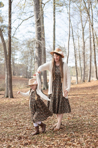 Butterfly Garden Cotton Tiered Midi Dress