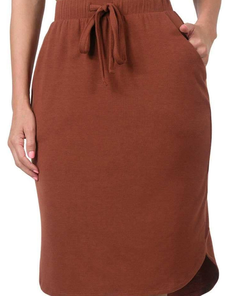 Dark Rust Drawstring Skirt
