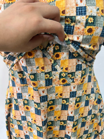 Cotton Sunflower Patchwork Nursing Friendly Twirl Dress