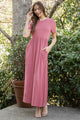 Short Sleeve Mauve Maxi Dress