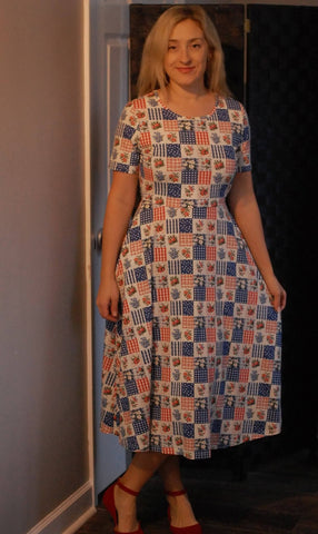 Patriotic Patchwork Cotton Twirl Dress Nursing Friendly