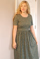 Pre-Order Forest Blooms Cotton Midi Dress Natural Waist Bodice