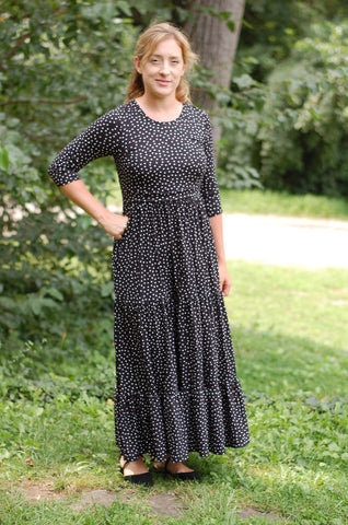 Size Small Black Polka Dot Tiered Nursing Friendly Dress