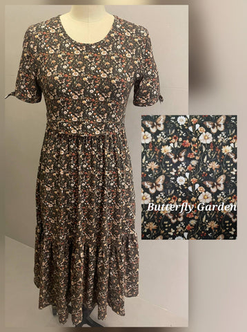 Pre-Order Cotton Butterfly Garden Tiered Midi Dress