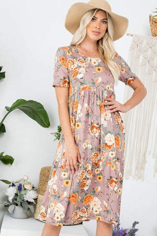 Mauve Floral Dress