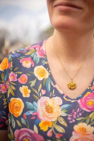 Jeweled Blooms Cotton V-Neck Twirl Dress