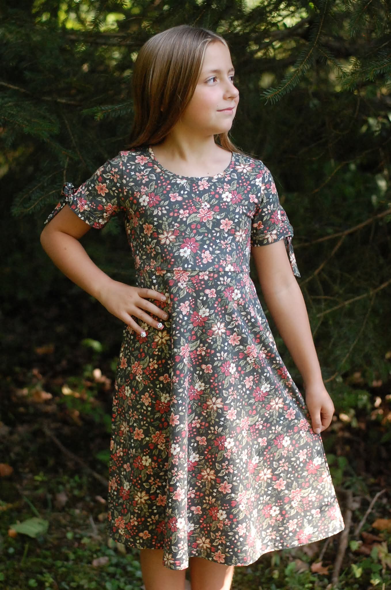 Girls Merry Blooms Cotton Twirl Dress