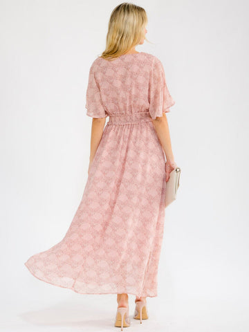 Smocked Waist Maxi Dress in Mauve