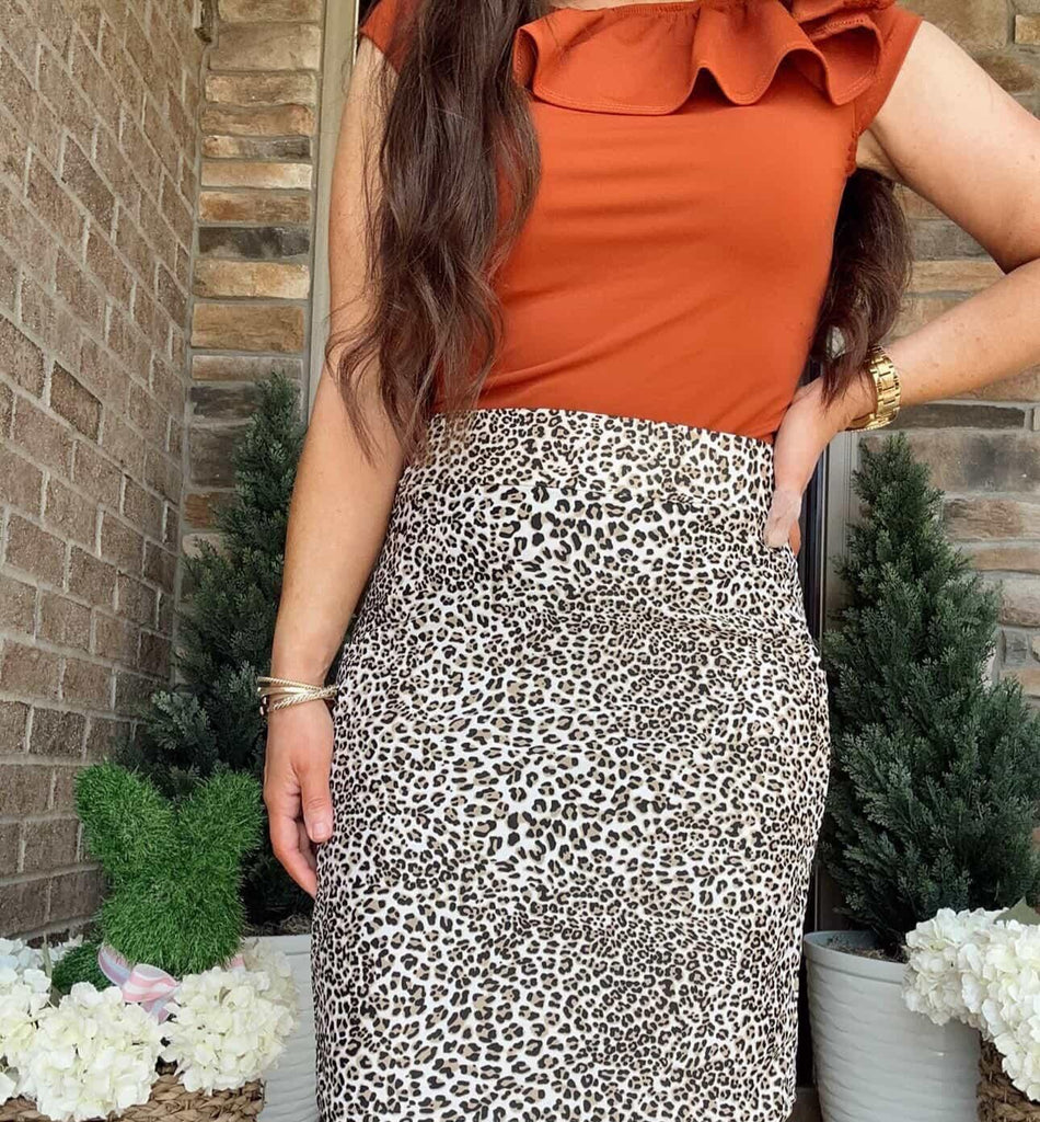 Beige Leopard Swim Skirt with Pockets and Built-in Shorts