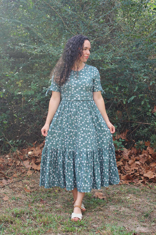 Daisy Blooms Cotton Tiered Midi Dress