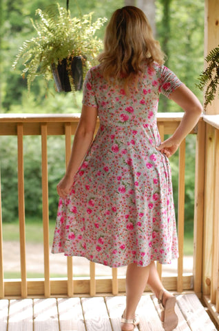 Mint Blooms Round Neck Twirl Nursing Friendly Dress