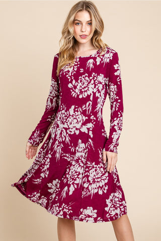 Burgundy Floral Dress