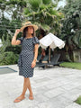Polka Dot Black Faux Wrap Style Swim Skirt with Built-in Shorts