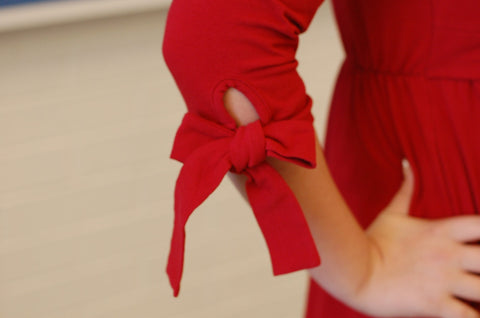 Red Bow Sleeve Dress