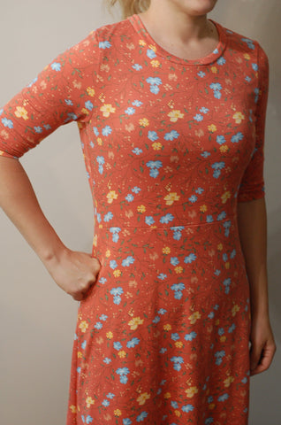 Orange Floral Customizable Comfy Dress