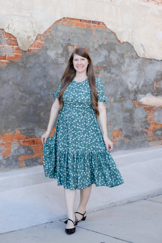 Daisy Blooms Cotton Tiered Midi Dress